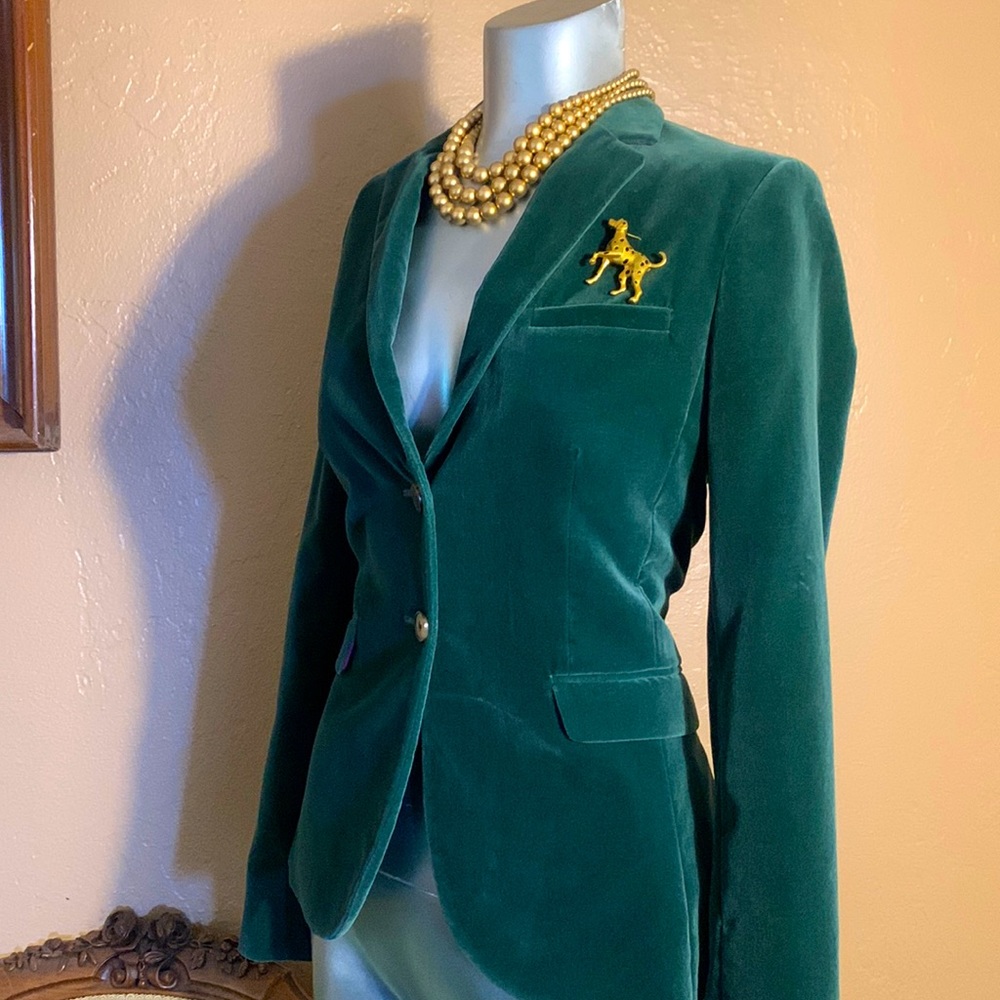 Vintage Curling Collection Green Velvet Blazer.  Sz 38